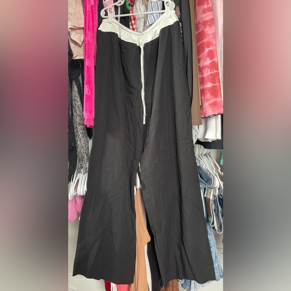 White Fox Boutique Black and White Track Pants with Elastic Waistband